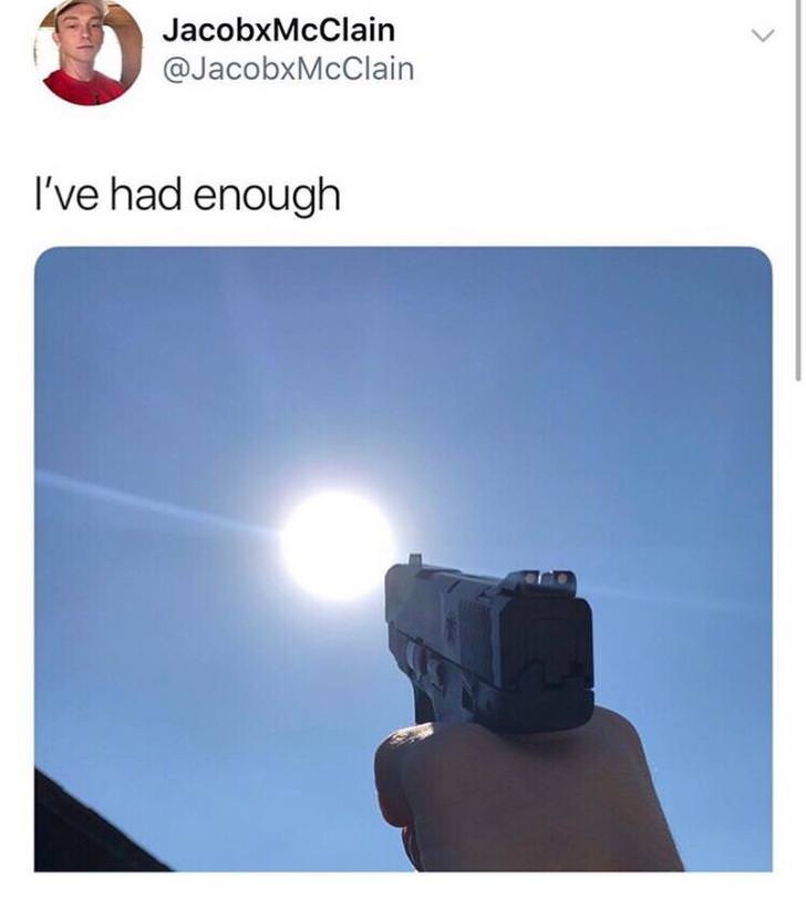 sun too hot meme - JacobxMcClain I've had enough