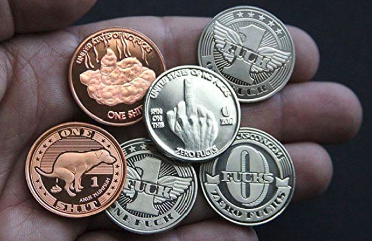 Showoff your ironic sense of humor or just general lack of giving a F*** with these Zero F's Given Novelty Coins, 10 Pack - $29.99 Get it <a href="https://amzn.to/2DwOh9e" target="_blank" rel="nofollow"><font color="red"><b>HERE</font></b></a>.