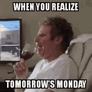 Sunday meme with Will Ferrell crying into a glass of wine
