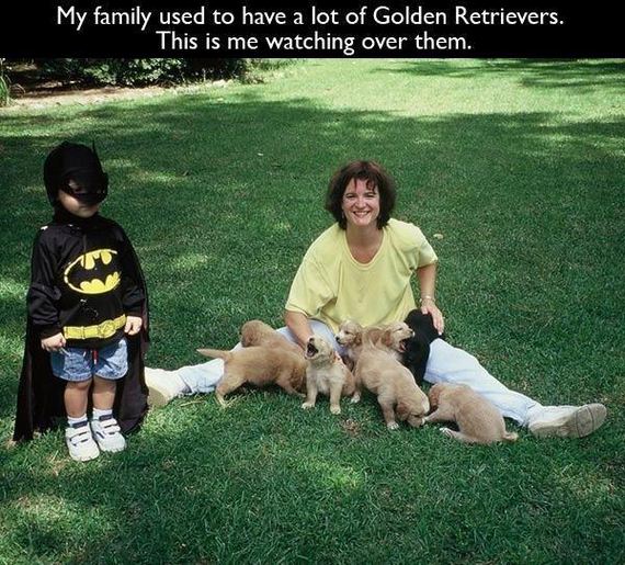 Child - My family used to have a lot of Golden Retrievers. This is me watching over them.