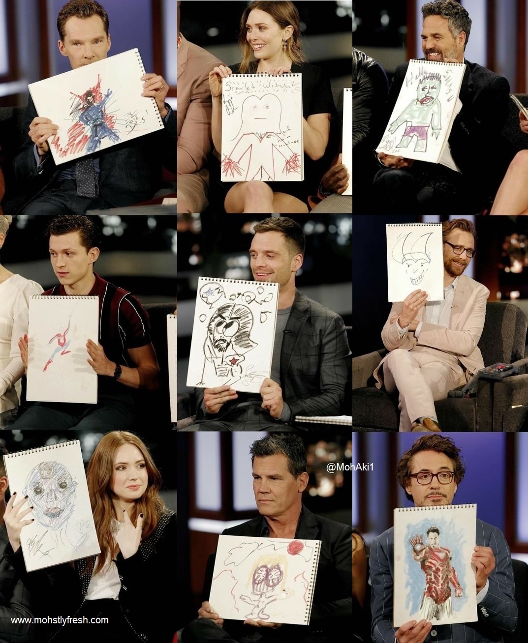 funny meme with Marvel actors drawing their characters