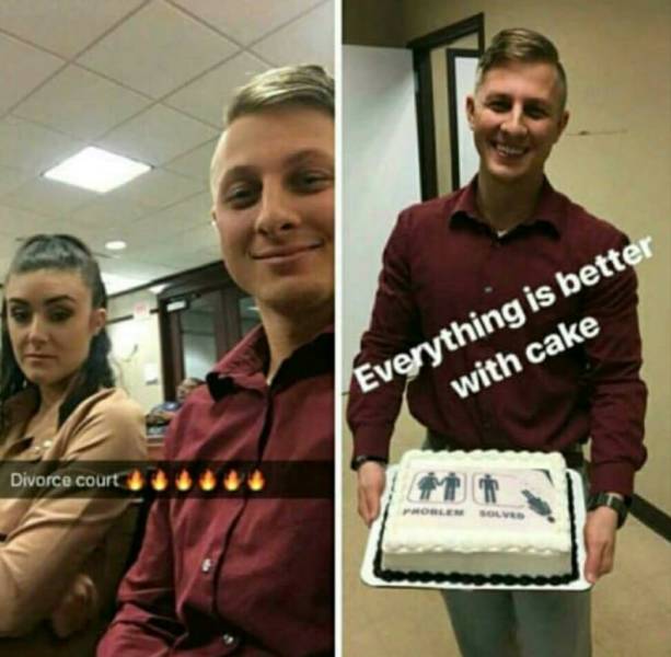 snapchat of divorce court with cake