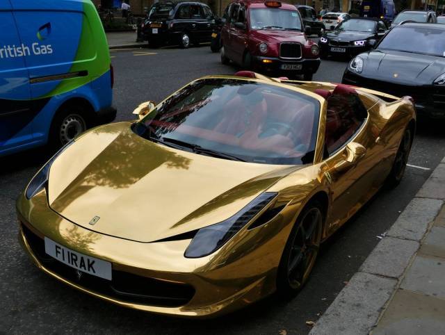 golden sports car