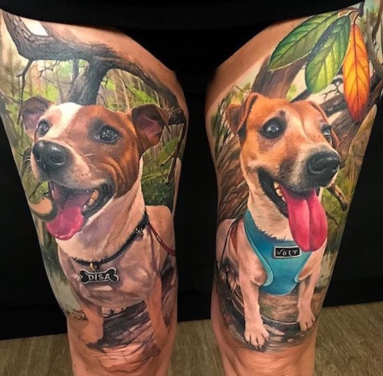 random pic dog thigh tattoo