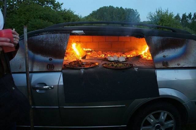pizza oven car