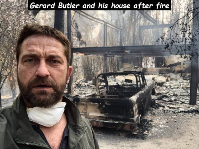 gerard butler loses house - Gerard Butler and his house after fire