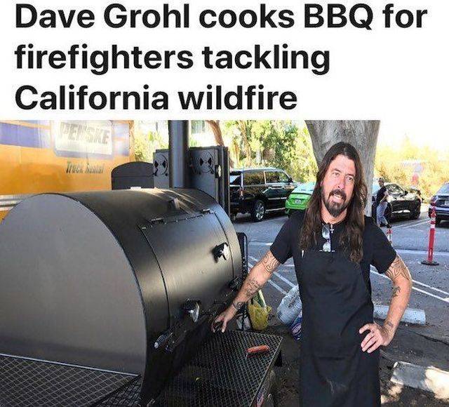 car - Dave Grohl cooks Bbq for firefighters tackling California wildfire