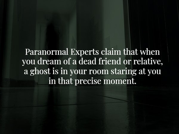 creepy fact darkness - Paranormal Experts claim that when you dream of a dead friend or relative, a ghost is in your room staring at you in that precise moment.