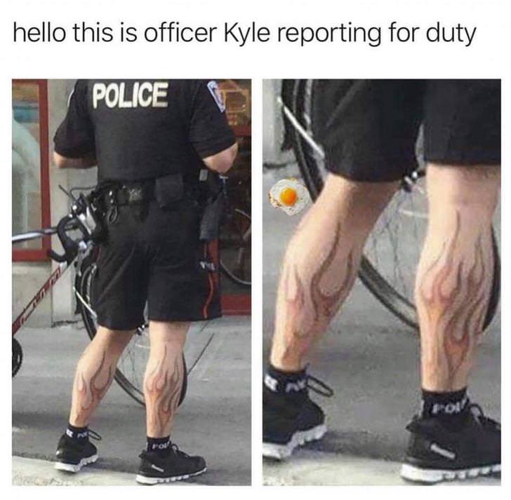 Kyle the cop - tattoo legs