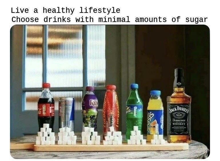 live a healthy lifestyle choose drinks with minimal amounts of sugar - Live a healthy lifestyle Choose drinks with minimal amounts of sugar Jack Daniel