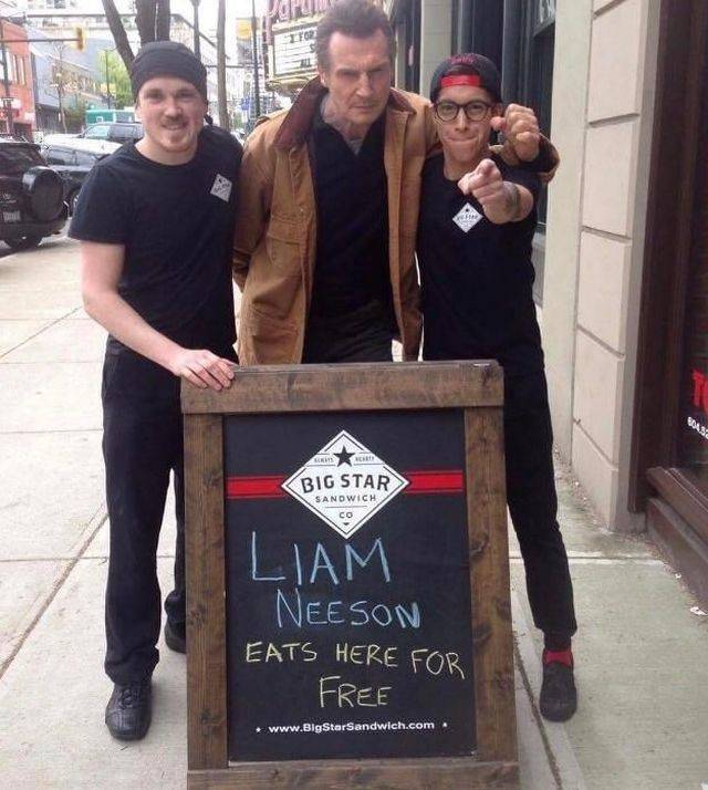 liam neeson eats for free - Big Star Sandwich Liam Neeson Eats Here For Free