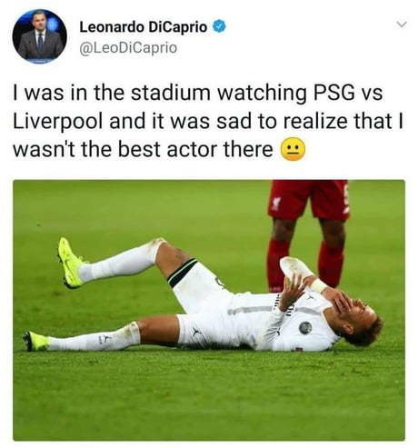 leonardo dicaprio neymar tweet - Leonardo DiCaprio DiCaprio I was in the stadium watching Psg vs Liverpool and it was sad to realize that I wasn't the best actor there