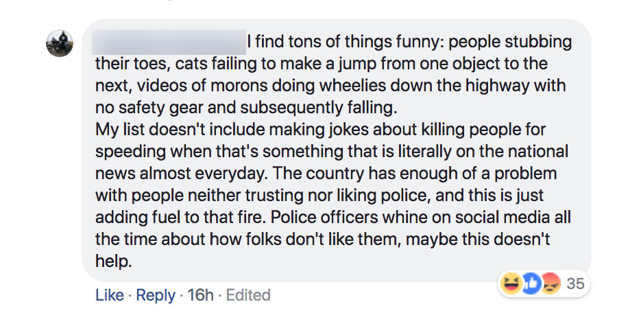 Report - I find tons of things funny people stubbing their toes, cats failing to make a jump from one object to the next, videos of morons doing wheelies down the highway with no safety gear and subsequently falling. My list doesn't include making jokes a