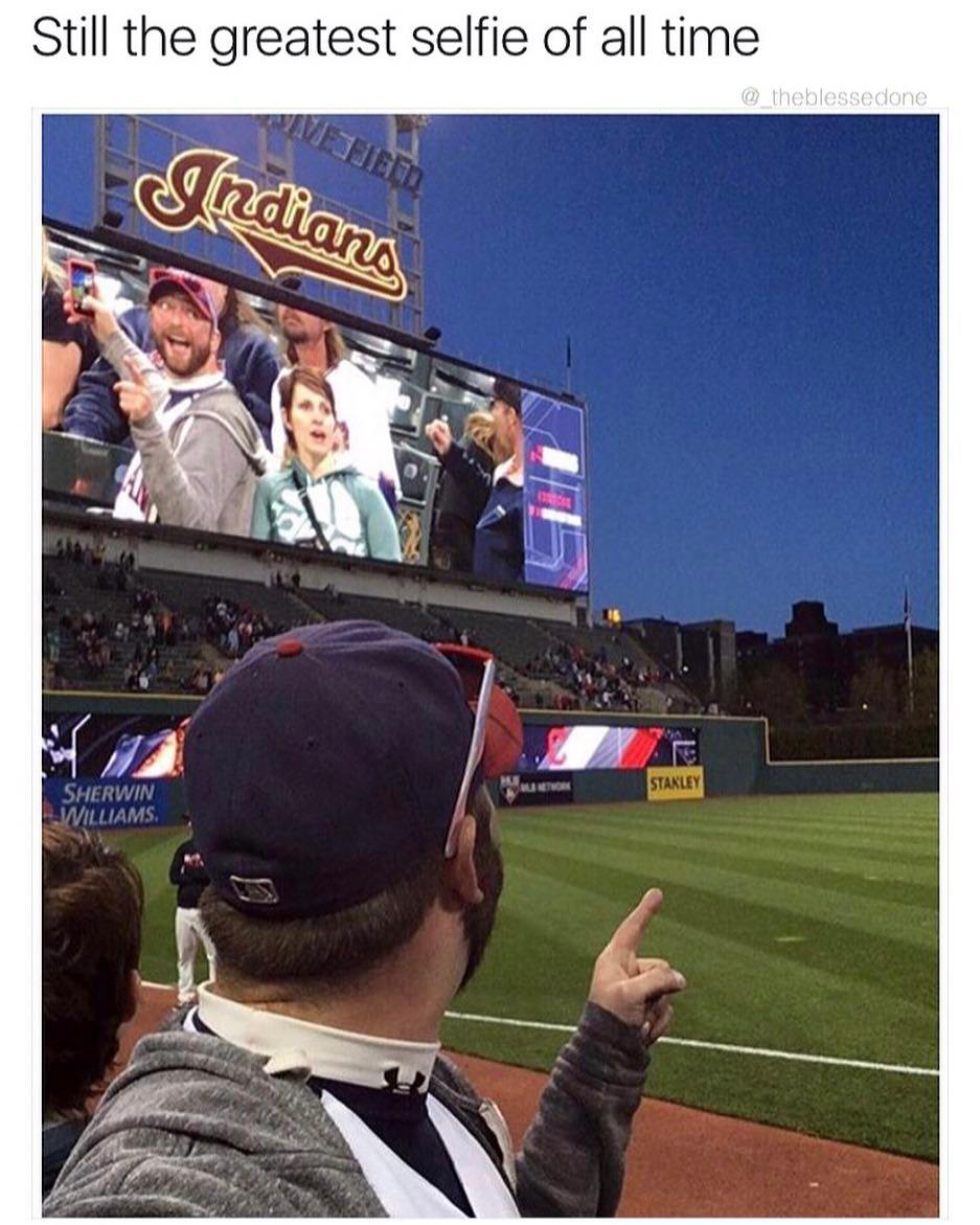 work meme with guy taking selfie on a jumbotron