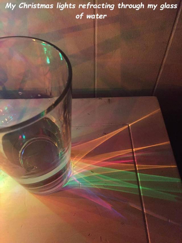 glass refracting light - My Christmas lights refracting through my glass of water