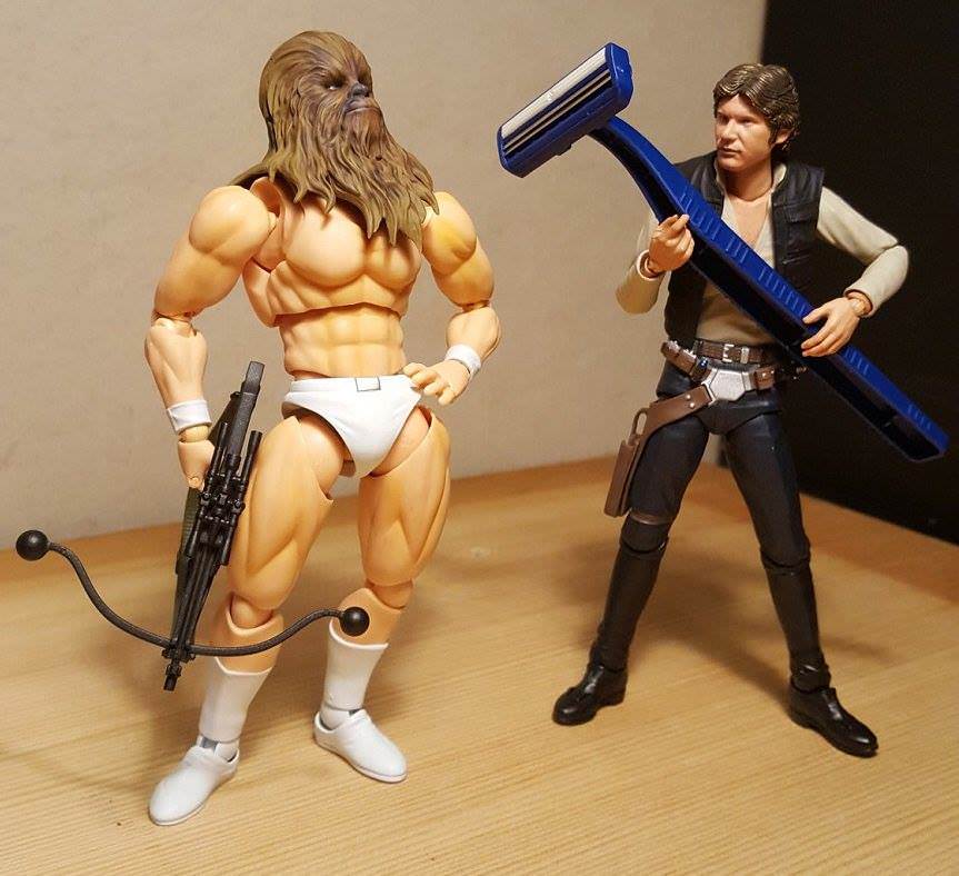 chewbacca action figure shaved