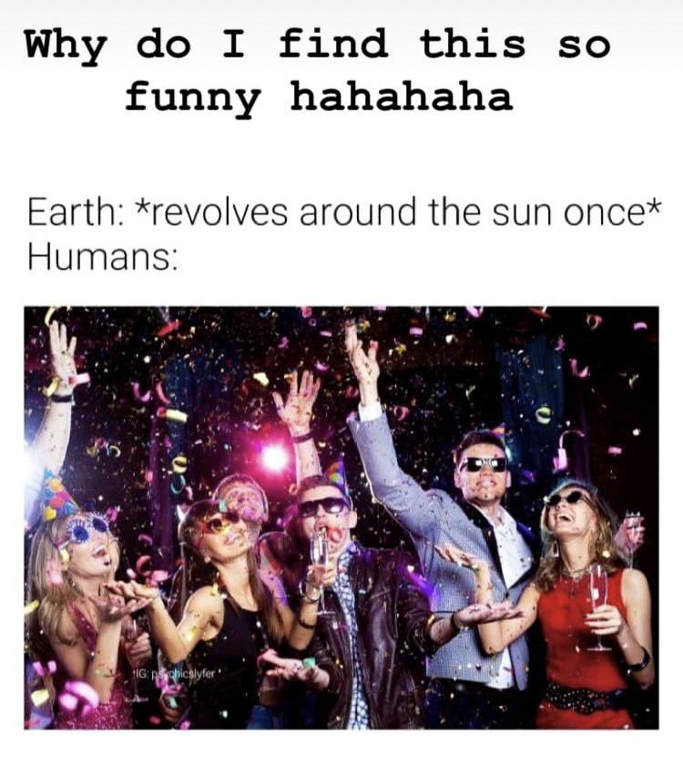 earth revolves around the sun once meme - Why do I find this so funny hahahaha Earth revolves around the sun once Humans