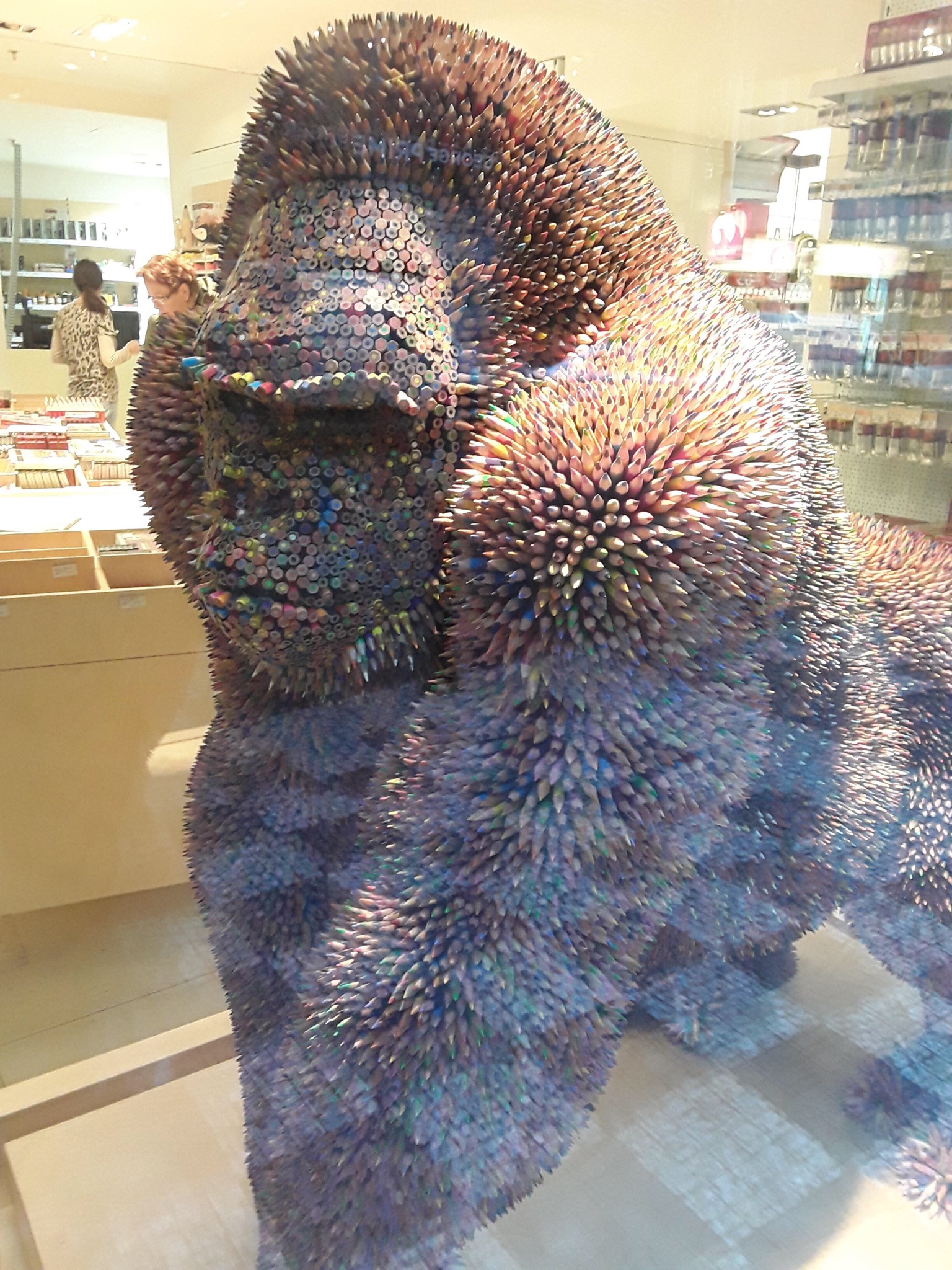 gorilla made out of colored pencils