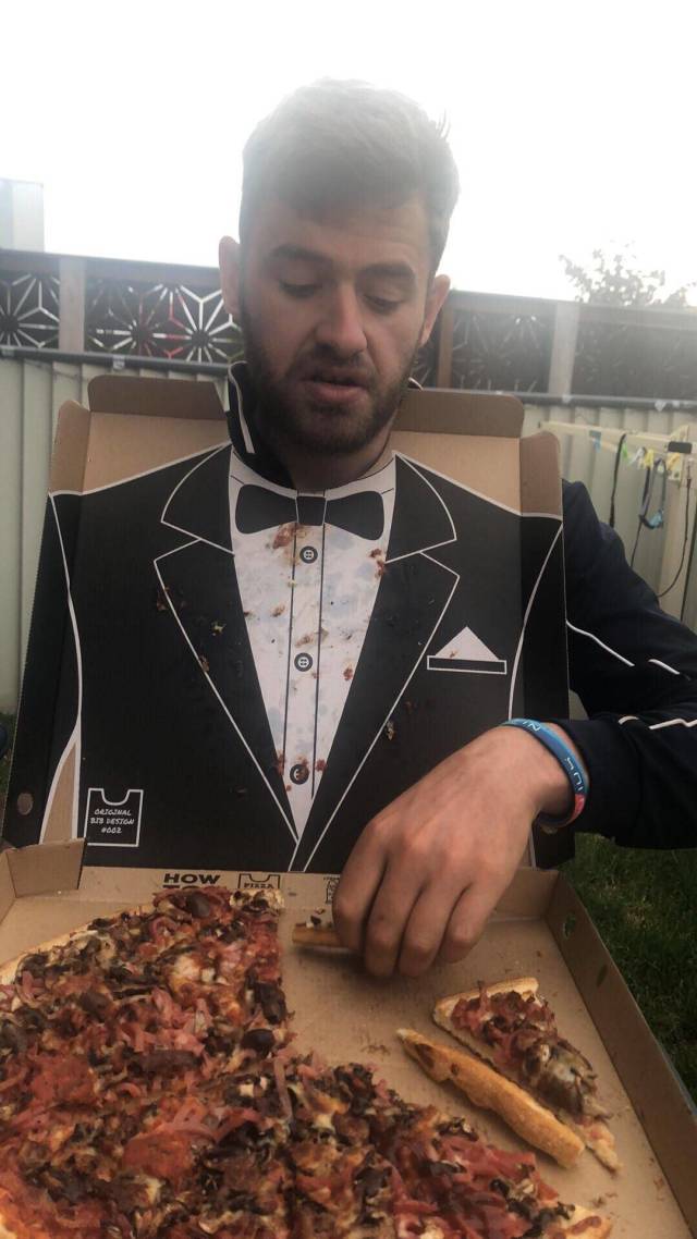 random pic pizza box tuxedo