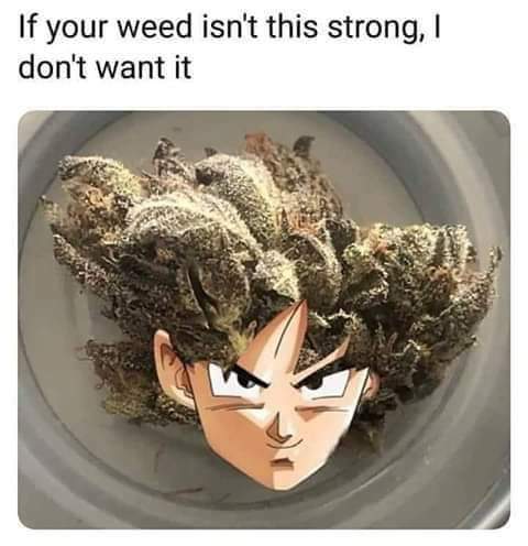 meme of how weed goku - If your weed isn't this strong, don't want it