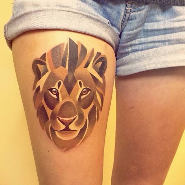 low poly lion tattoo - 55.