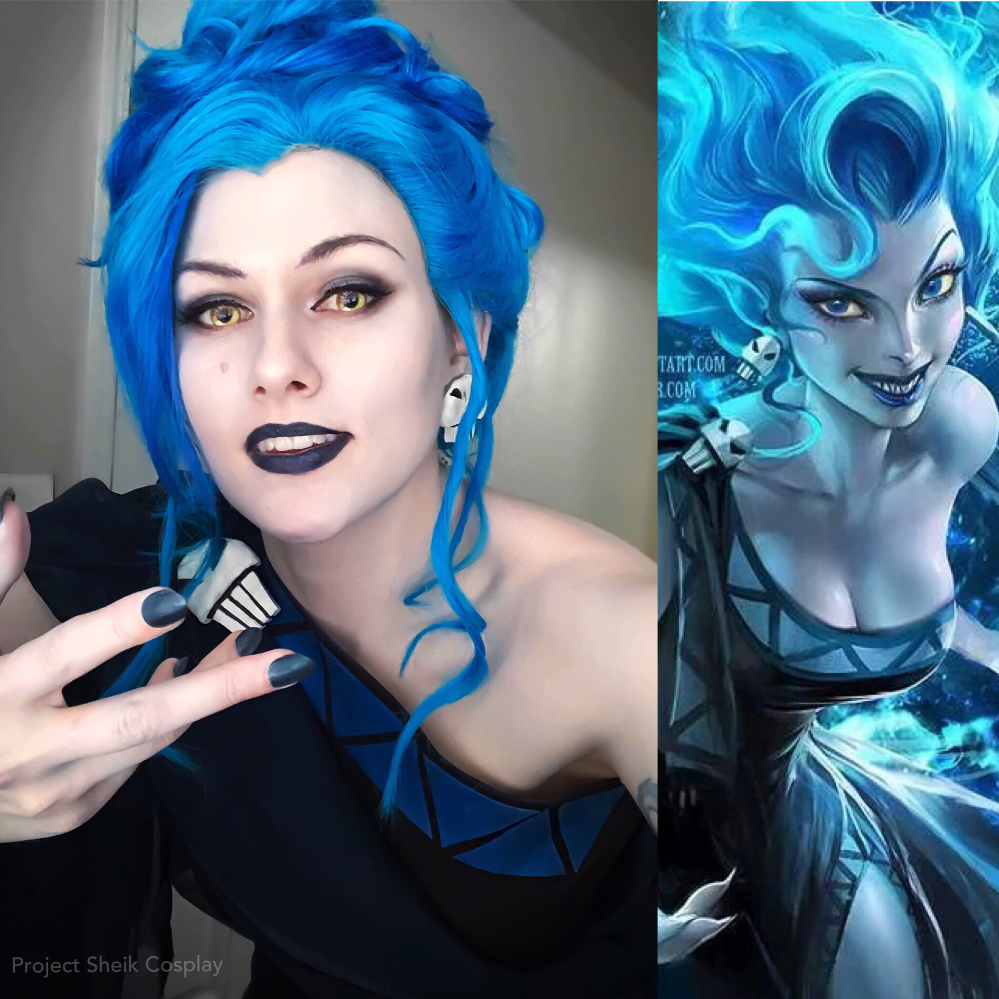 meme with a cool cosplay of female Hades from Hercules