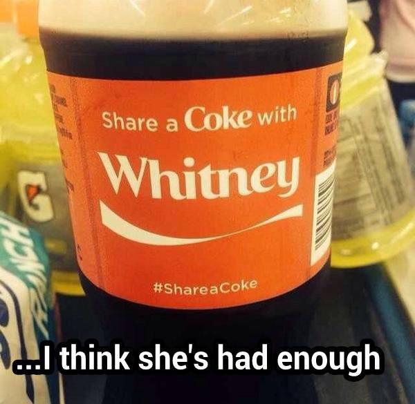 coke bottle meme about Whitney Houston