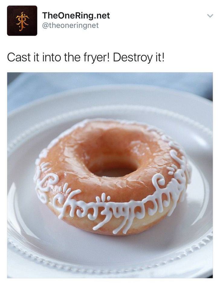 meme of a donut frosted with the inscription of the one ring from LotR