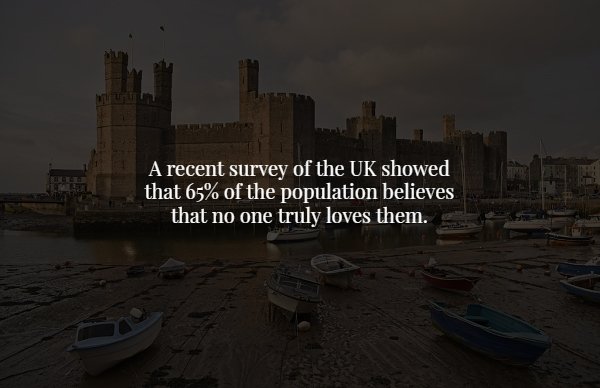 sky - A recent survey of the Uk showed that 65% of the population believes that no one truly loves them.
