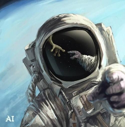 pic -astronaut and alien art - Ai