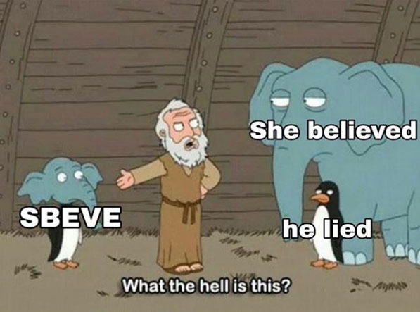 sbeve meme - She believed Sbeve he lied What the hell is this?