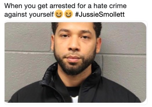 jussie smollett memes - smollett mugshot - When you get arrested for a hate crime against yourself Smollett for a hate crime