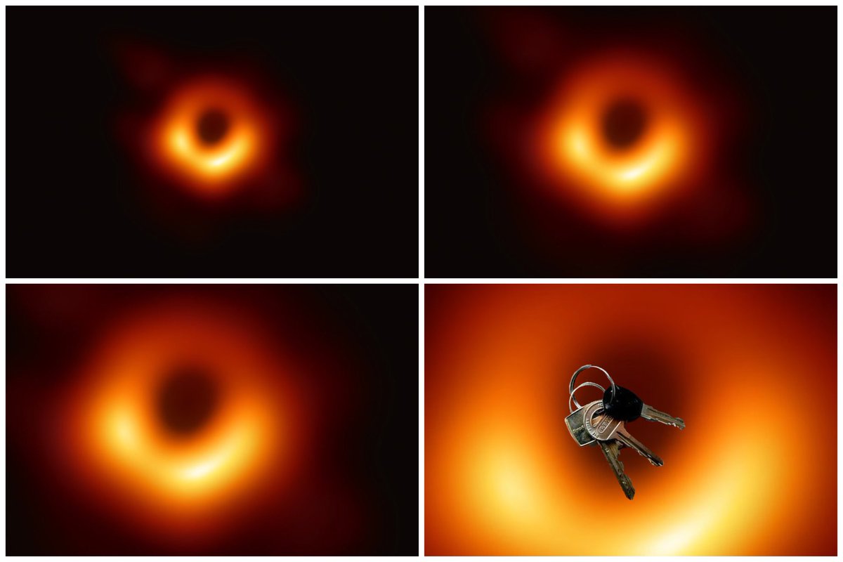 Black hole meme zoomed in to see a pair of keys