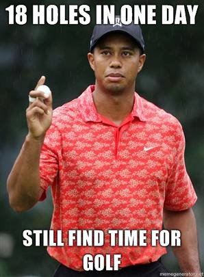 18 holes in one day still find time for golf - tiger woods golf meme
