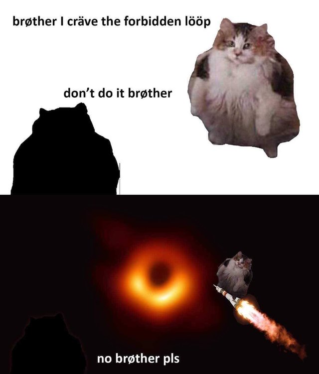 Brother I crave the forbidden loop black hole meme