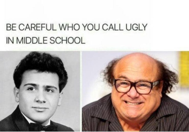 Funny Memes - danny devito - Be Careful Who You Call Ugly In Middle School