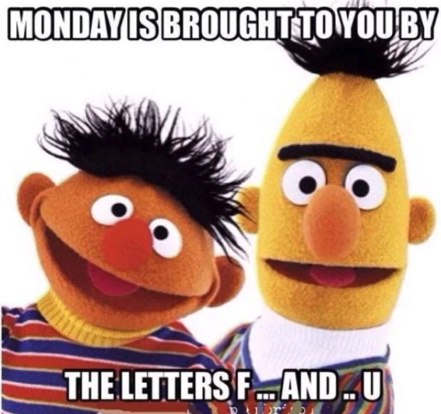 Bert and Ernie Monday meme, brought to You By The Letters F And U