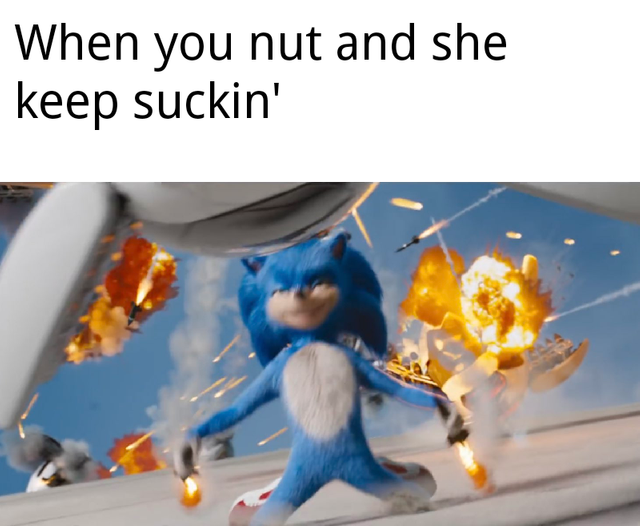 Sonic The Hedgehog Movie Meme- When you nut and she keep suckin'