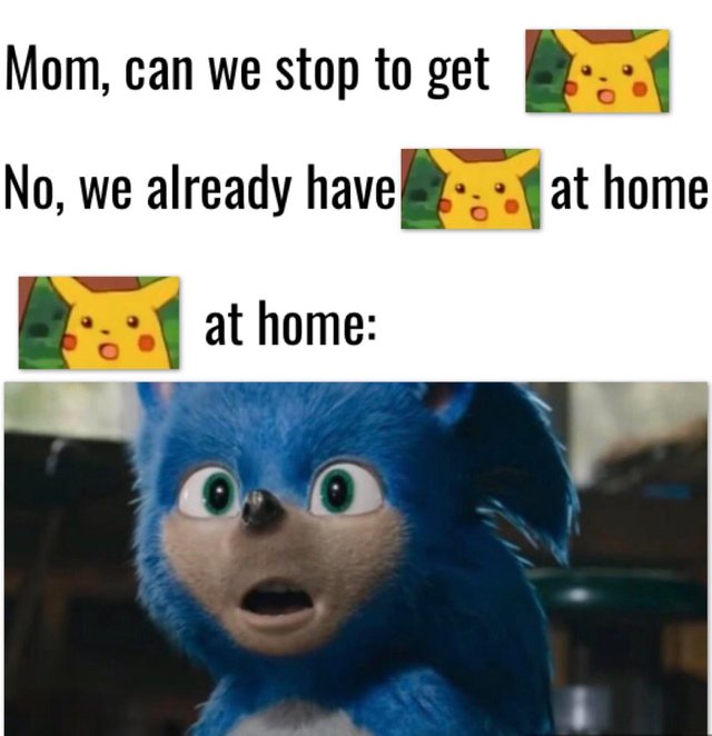 Sonic The Hedgehog Movie Meme Mom, can we stop to get No, we already have at home at home