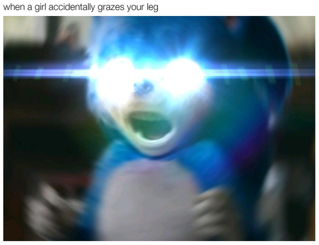 Sonic The Hedgehog Movie Meme - when a girl accidentally grazes your leg