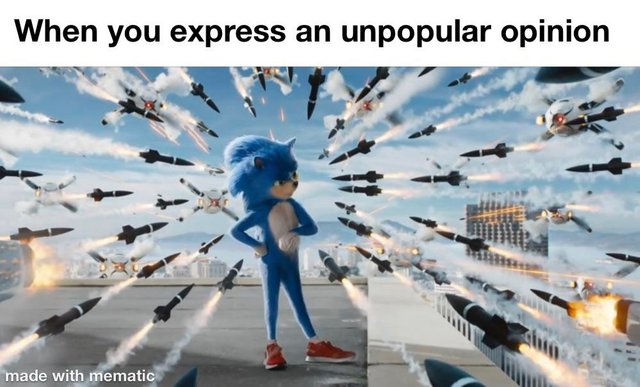 Sonic The Hedgehog Movie Meme - When you express an unpopular opinion made with mematic