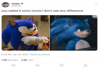 Sonic The Hedgehog Movie Meme -- you nailed it sonic movie I don't see any difference 44 Am A 01 Titter for iPhone M L