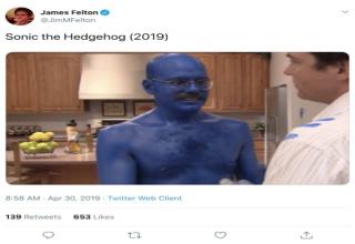 Sonic The Hedgehog Movie Meme -- James Folton Sonic the Hedgehog 2019 A 1 0 Twitter Client