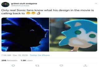 Sonic The Hedgehog Movie Meme -video - O grilled stutt endgame Only real Sonic fans know what his design in the movie is calling back to as 0 Am D 10 2015 Twitter for iPhone 398 et 1.5 L