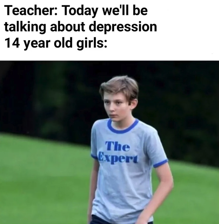 dank memes - funny depression memes - Teacher Today we'll be talking about depression 14 year old girls The Expert