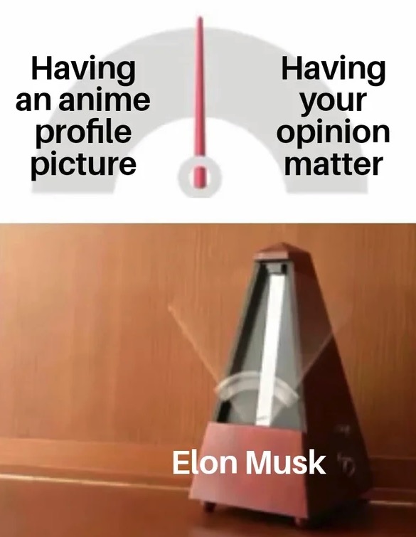 dank memes - metronome - Having an anime profile picture Having your opinion matter Elon Musk's