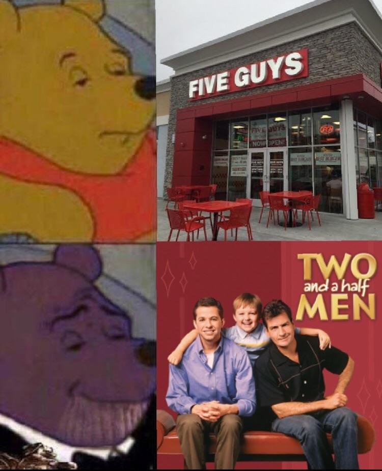 Avengers Endgame memes - two and a half men cover - Five Guys Two and a half Men