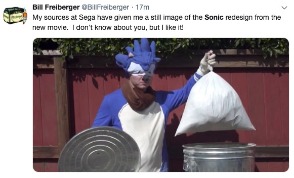 meme Sonic Movie Redesign memes - sonic boom bootleg - Bill Freiberger 17m My sources at Sega have given me a still image of the Sonic redesign from the new movie. I don't know about you, but I it!