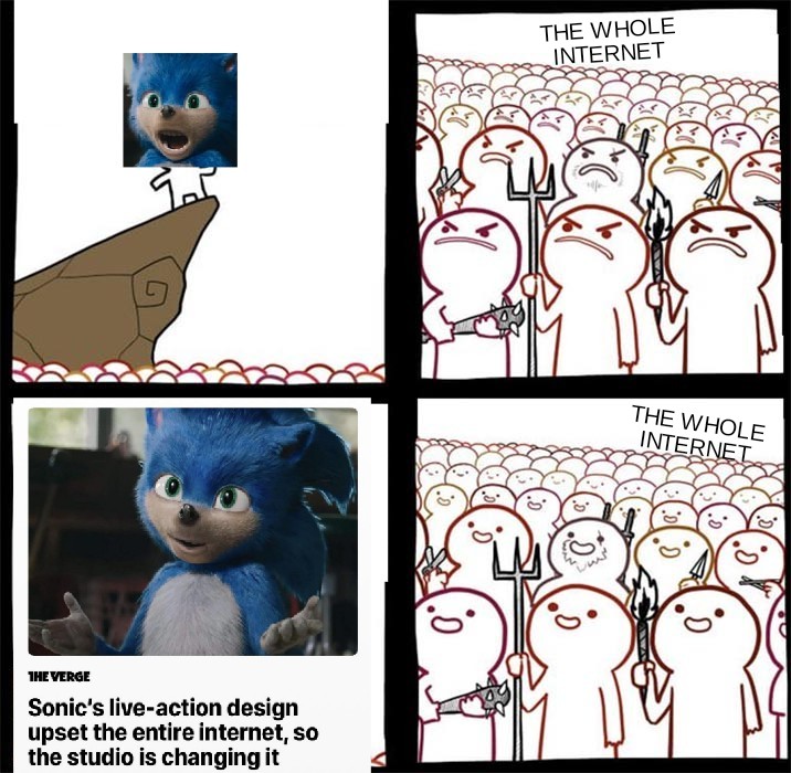 meme Sonic Movie Redesign memes - Meme - The Whole Internet The Whole Internet The Verge Sonic's liveaction design upset the entire internet, so the studio is changing it