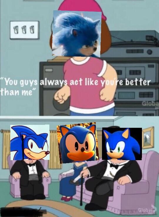 meme Sonic Movie Redesign memes - Family guy meme of meg talking to the family but its Sonic faces